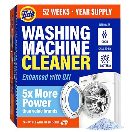 Tide Washing Machine Cleaner 52 Week Supply with Oxi for Front and Top Loader Washer Machines, Deep Cleaning Residue & Odor Eliminator, 12 Month Supply (Packaging May Vary) $16.99