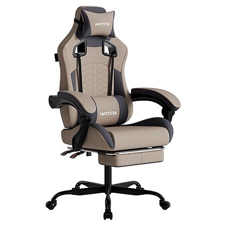 WOTSTA Gaming Chair with Massage,Ergonomic PC Gaming Chair with Footrest Comfortable Headrest and Lumbar Support, High Back, 300LBS (Grey) $77.39