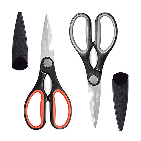 LIVINGO 8" Kitchen Scissors All Purpose - 2 Pack Heavy Duty Kitchen Meat Shears, Stainless Steel Multi-function Food Scissors for Cooking Cutting $4.99