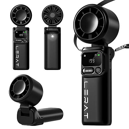 Lerat Portable Handheld Turbo Fan, 5-Speed High Power Mini Fan Black $7.64