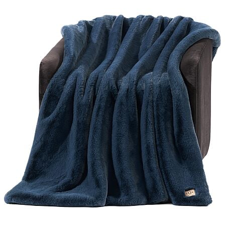 UGG Euphoria Faux Fur Throw Blanket, Soft Warm Throw Blankets for Couch or Bed, Machine Washable, 50-inch x 70-inch, Indigo Blue $58.48