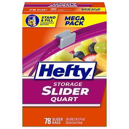 [S&S] Hefty Slider Storage Bags, Quart Size, 78 Count $5.48