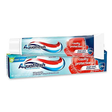 [S&S] Aquafresh Cavity Protection Fluoride Toothpaste for Healthy Gums, Strong Teeth, and Fresh Breath, Cool Mint, 5.6 oz $1.17