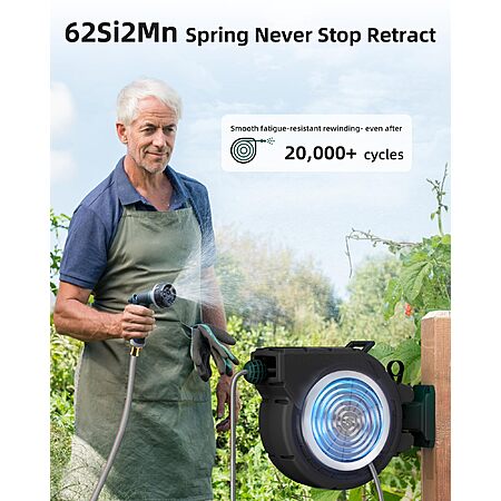 AYURA Retractable Garden Hose Reel 100 ft x 1/2 inch with Pro Metal ...
