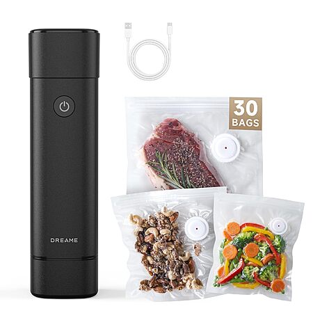 DREAME VH20 Handheld Vacuum Sealer Machine for Food with 30 Reusable Vacuum Bags, Compact Food Vacuum Sealer $29.99