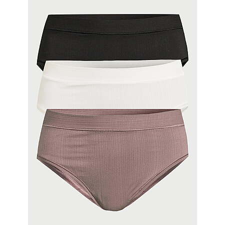 Joyspun Women’s Ribbed Modal Hi Cut Brief Panties, 3-Pack, Sizes XS to 3XL $3.97