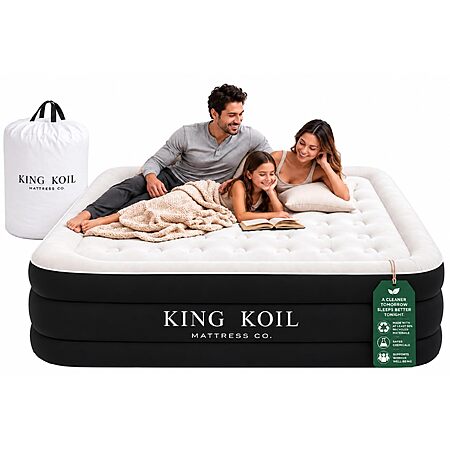 King Koil Air Mattress Queen with Built-in Pump, Raised Inflatable Bed