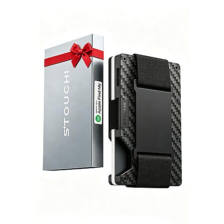 Stouchi Trackable Wallet for Men, Built-in Apple Find My (iOS Only) RFID Blocking Slim Metal Card Holder Wallet $11.99