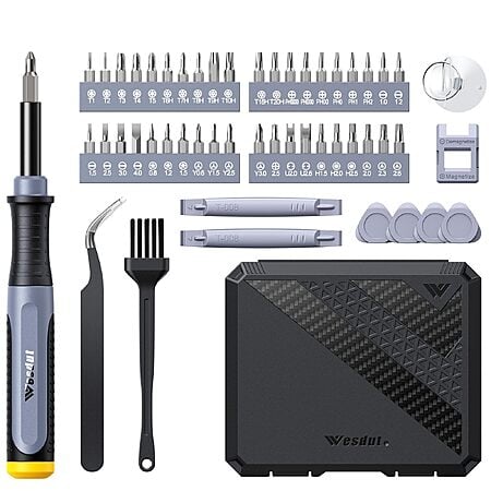 [Updated] Wesdut 52 in 1 Precision Screwdriver Set, [Super Durable] S2 Alloy Magnetic Screwdriver Repair Kit, $5.99