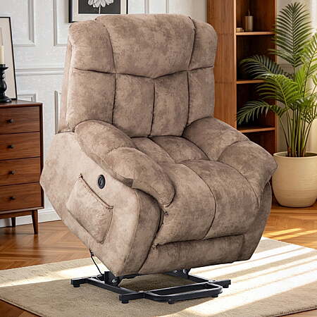 Bonzy Home Power Lift Recliner Chair for Elderly, Heavy Duty and Safety Motion Reclining Mechanism-Antiskid Fabric Sofa Living Room Chair with Overstuffed Design,Light Tan $249.99