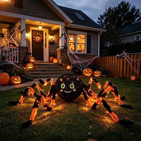 Hairui Halloween Spider with Lights 54IN for Home Patio Porch Decor $18.49