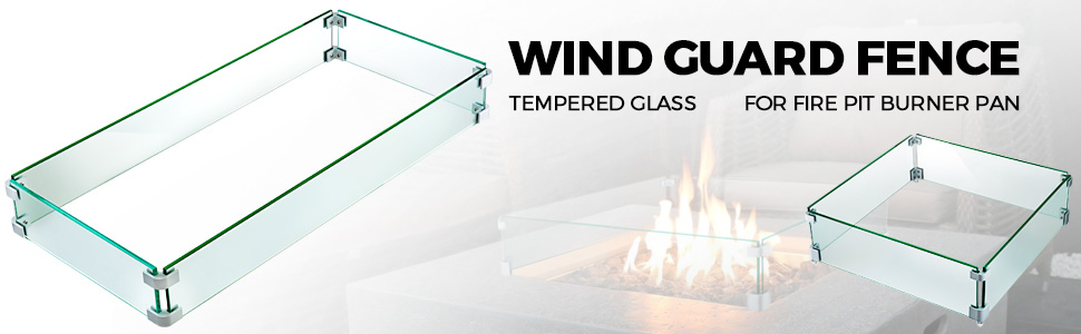 VBENLEM Square Fire Pit Wind Guard, 19" x 19" x 6" Glass Flame Guard, Fire Wind Guard Fence with 5/16 Inch Thickness Clear Tempered Glass and Non-Slip Feet $54.74