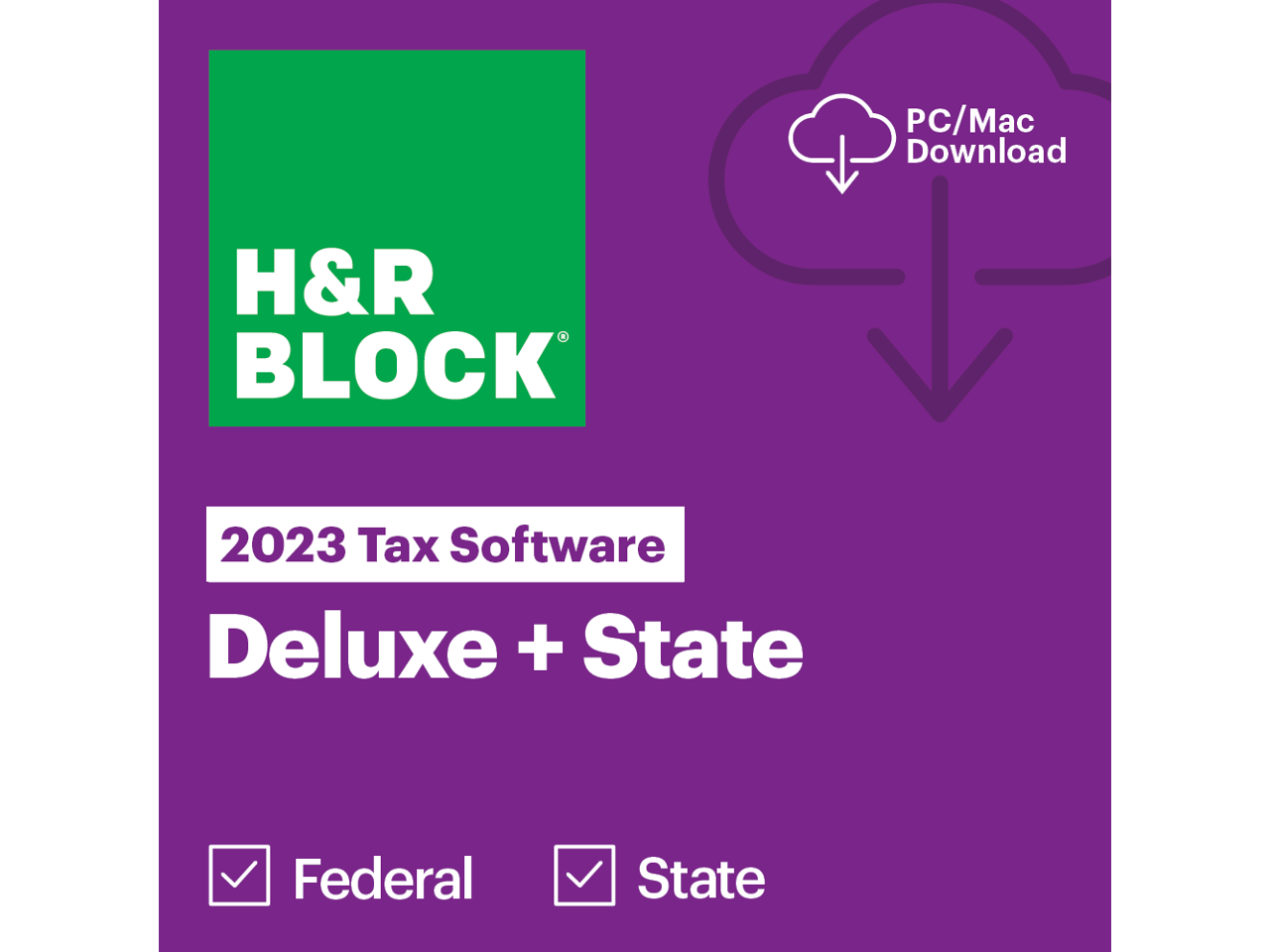 H R Block 2023 Deluxe Tax Software PC Mac Digital Download Various