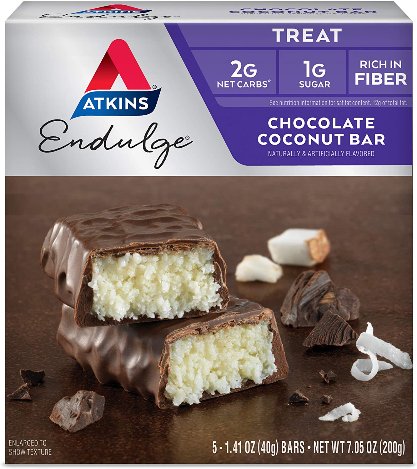 Atkins Endulge Treat Low-Carb Bars (Chocolate Coconut) 3 Boxes 5-Pack Each