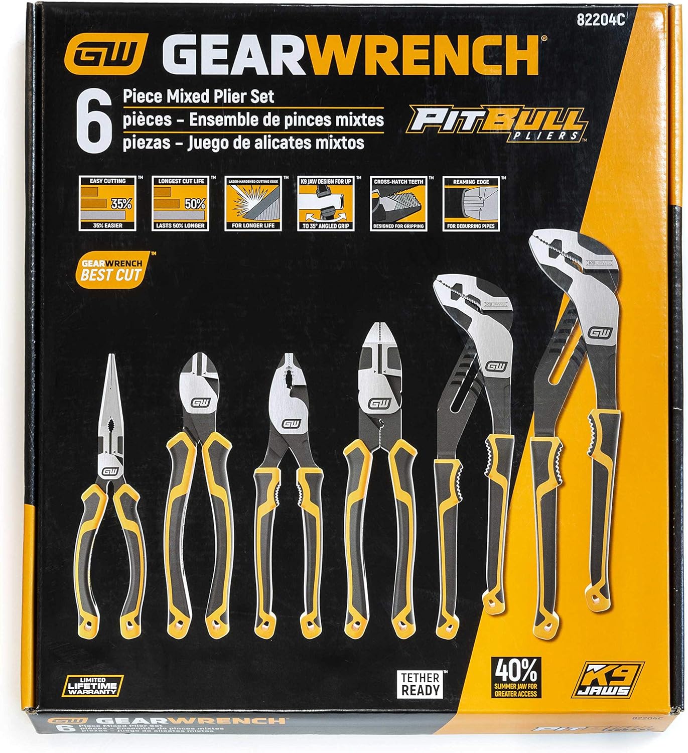 GEARWRENCH 6 Pc. Pitbull Dual Material Mixed Plier Set - 82204C $58.65