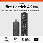 Amazon Fire TV Stick 4K Max streaming device 16GB Storage Latest Edition $34.99