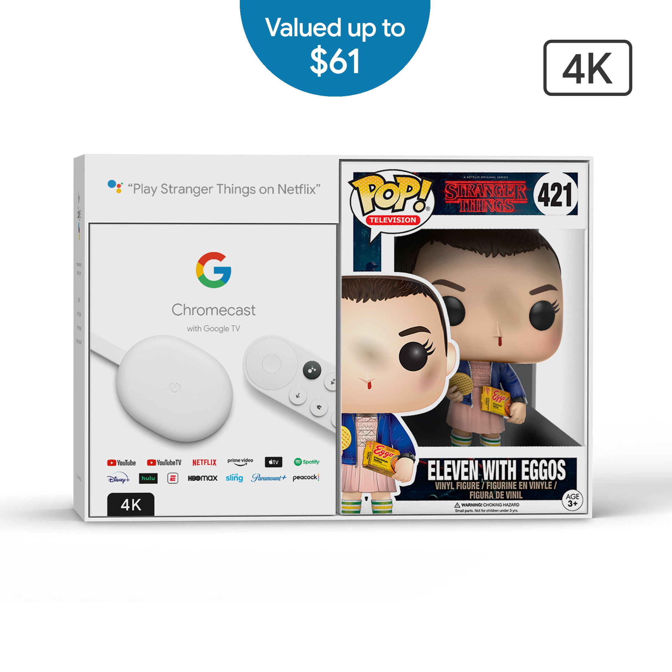 Chromecast with Google TV (4K) Streaming Media Player - with Funko POP! TV Stranger Things Eleven with Eggos $29 at Walmart YMMV