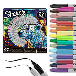 Select Stores:27-Ct Sharpie Fine & Ultra-Fine Point Permanent Markers (Assorted) $10 + Free Store Pickup