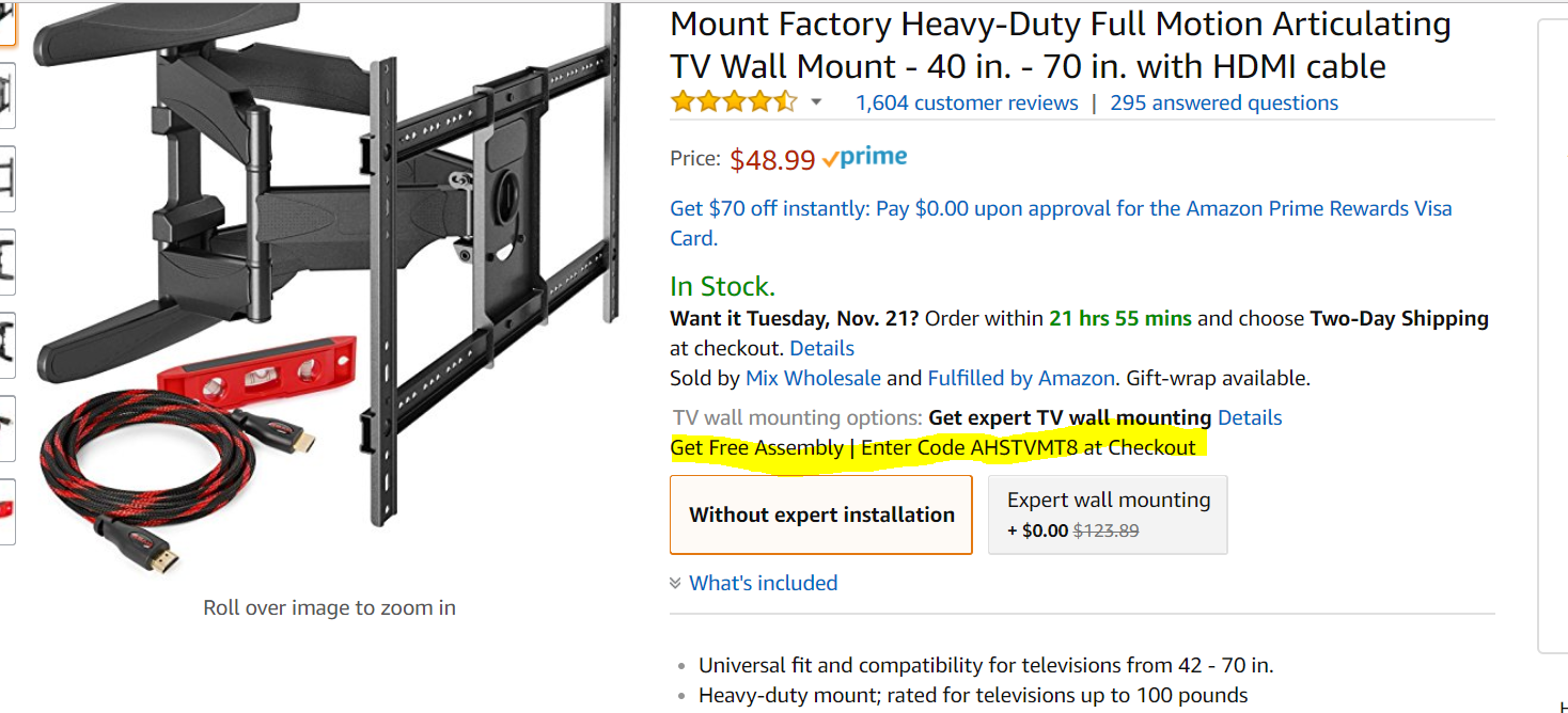 Free Tv Wall Mount By Amazon Regardless Of Whether You Bought A New