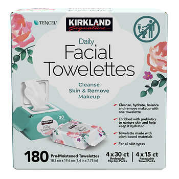 Kirkland Signature Daily Facial Towelettes, 180 count� | Costco $14.99