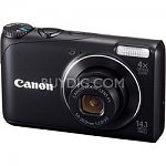 Canon PowerShot A2200 14MP Black Digital Camera w/ 4x Zoom &amp; 720p HD V ideo + free 4GB sd card and case $84