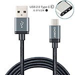 USB Type C 6.6 Ft Nylon Braided Data Cable Reversible Connector - $6.99 AC+free shipping @amazon.com