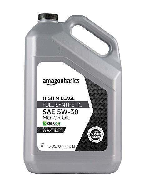 AmazonBasics High Mileage Motor Oil, Full Synthetic, SN Plus - 5W-30 $14.44