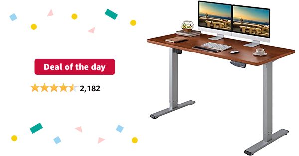 FLEXISPOT Height Adjustable Desk 55 x 28 inches Stand up desk Gray Frame/Mahogany Top - $244.99