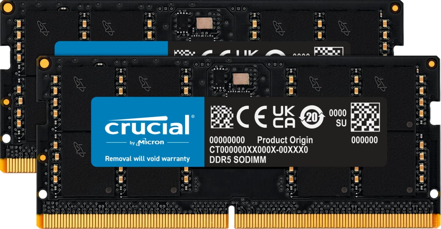 Crucial RAM 64GB Kit (2x32GB) DDR5 4800 MHz CL40 Laptop Memory - Amazon.com / BHPhotoVideo.com / Crucial.com $210.99