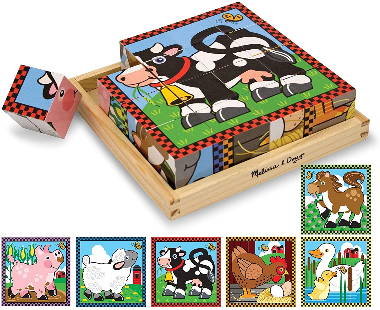 Melissa & Doug Farm Cube Puzzle $7,  Nursery Rhymes Soft Shapes Take Along Puzzle $7, Wooden Birthday Cake Set $13, More + free shipping w/ Shoprunner