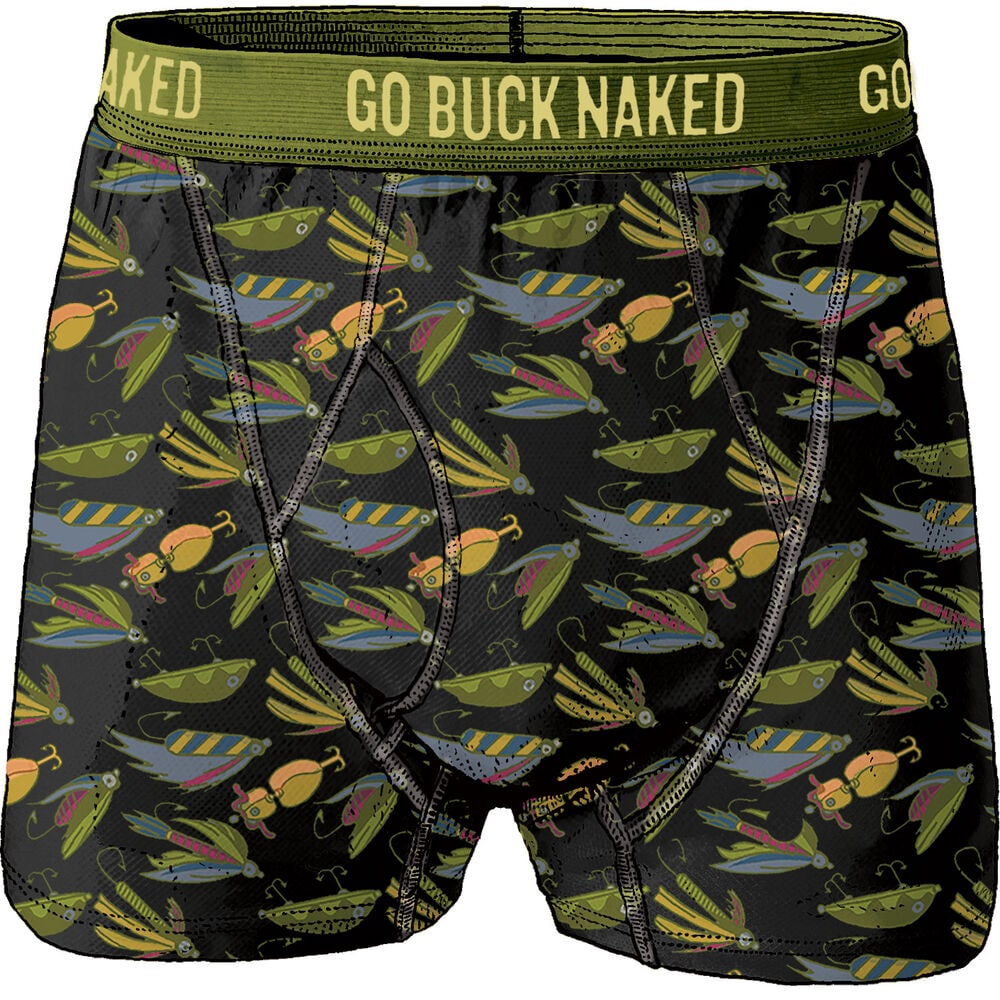 Duluth Trading Men's Buck Naked Performance Boxer Briefs (Gone Fishing  Print)