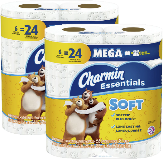 12-Count Charmin Essentials 1-Ply Mega Rolls Bath Tissue (Equiv 48 Reg Rolls) $4.12 + free shipping