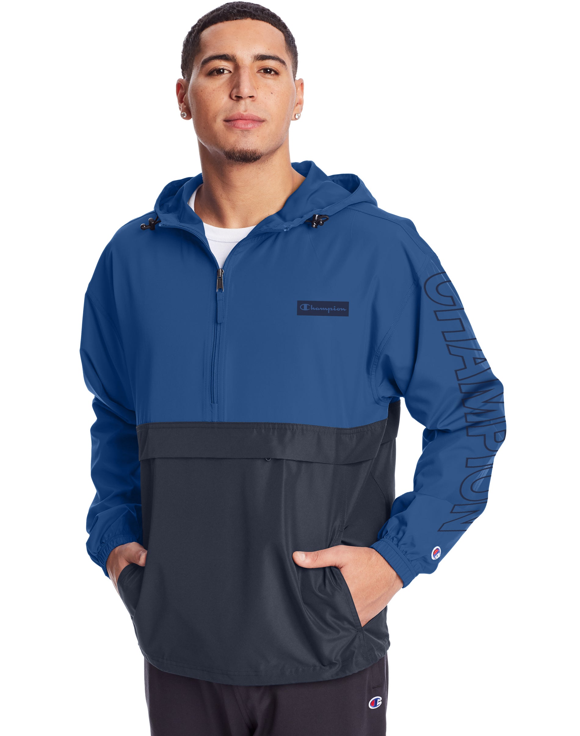 Champion Men's Stadium Colorblock Packable Jacket $16.19,  Men's Powerblend Fleece Hoodie (summer wave) $15,  More + free shipping