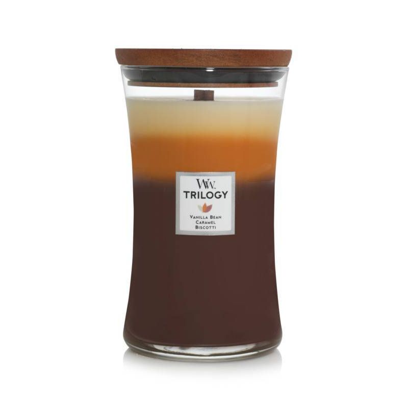 21.5-Oz Woodwick Large Hourglass Jar Candle (Café Sweets Trilogy) $11.53 + free shipping w/ Prime or on orders over $25 (on back order)