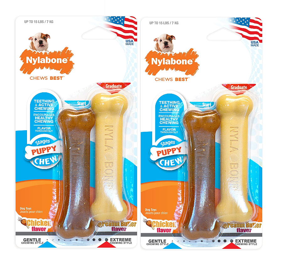 2-Piece Nylabone Teething Puppy Chew Toys 2 for $3.85 ($1.93 each) w/ S&S + free shipping w/ Prime or on orders over $25