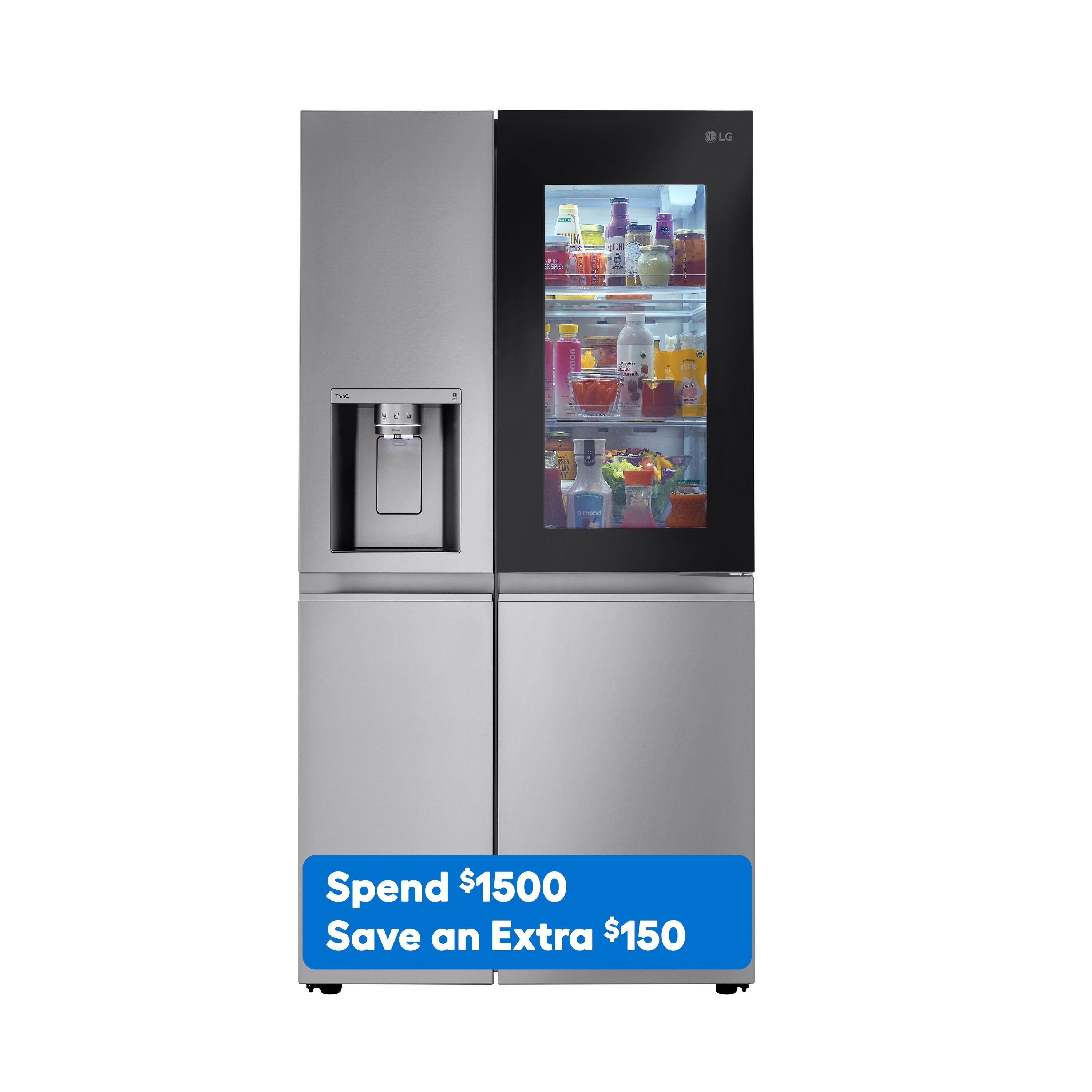27.1-cu ft LG InstaView Craft Ice Side-by-Side Refrigerator Smart with Dual Ice Maker, Water and Ice Dispenser (Printproof Stainless Steel) $1046 + $29 Shipping or Pickup at Lowes