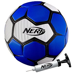 Nerf Proshot Youth Soccer Ball w/ Air Pump in Blue/White (Official Size 5) .40