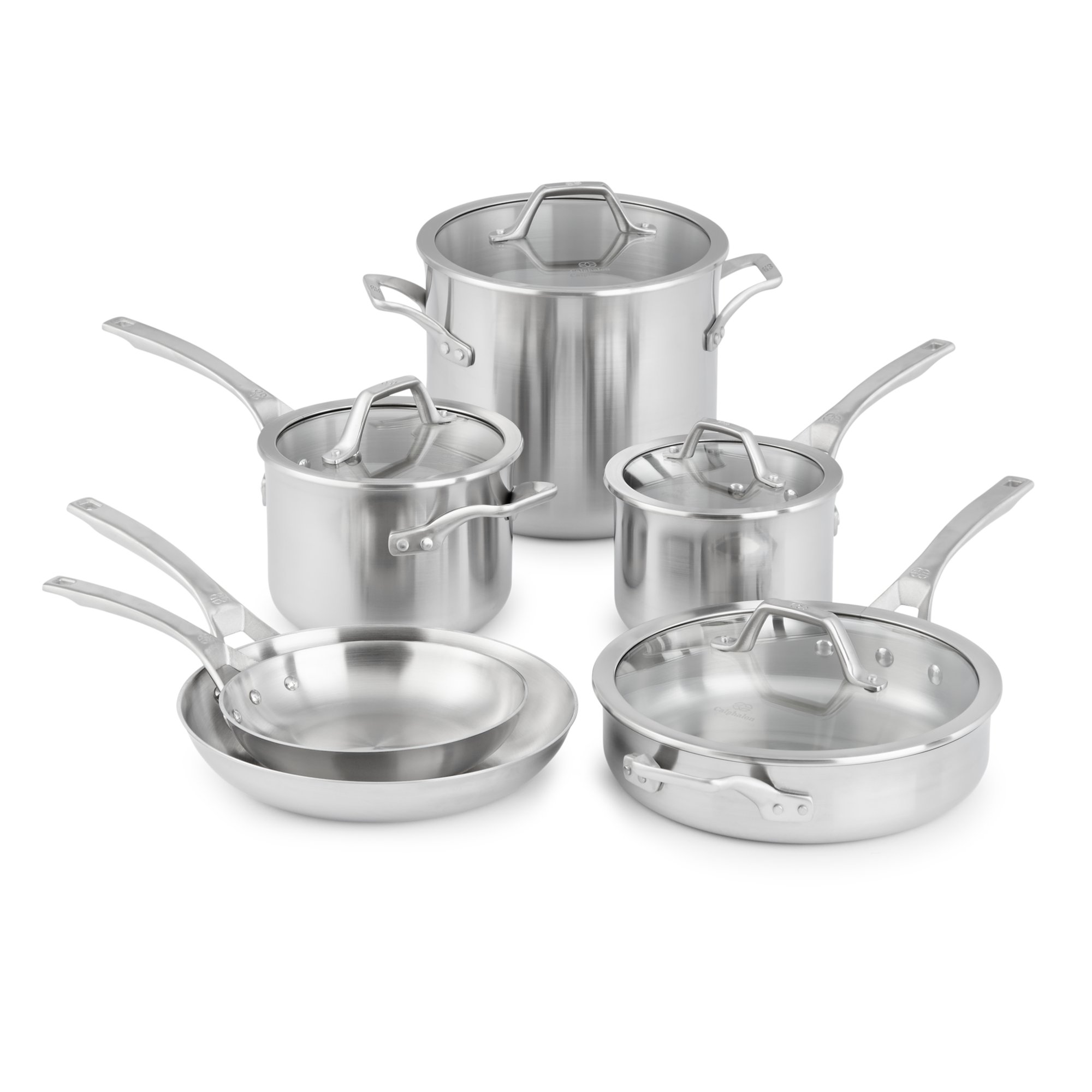 10-Piece Calphalon Signature Stainless Steel 5-Ply Cookware Set Calphalon 5 Ply Stainless Steel