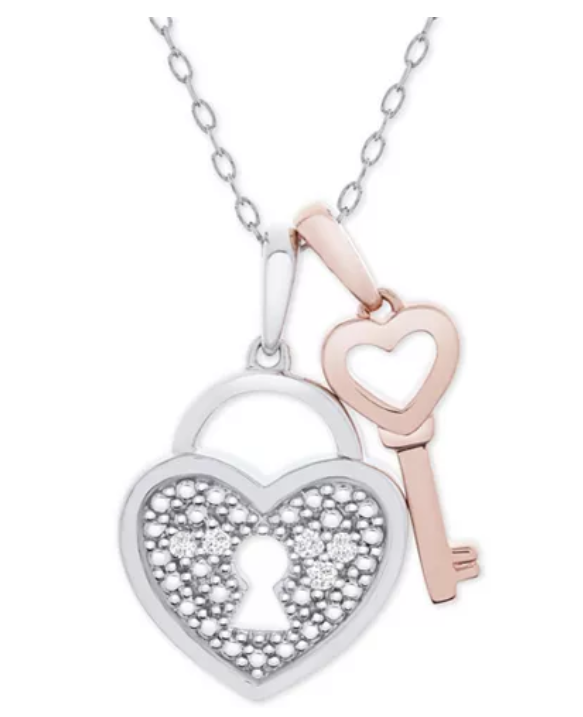 Macy&#39;s Jewelry Flash Sale: Diamond Accent Heart Lock & Key - 0