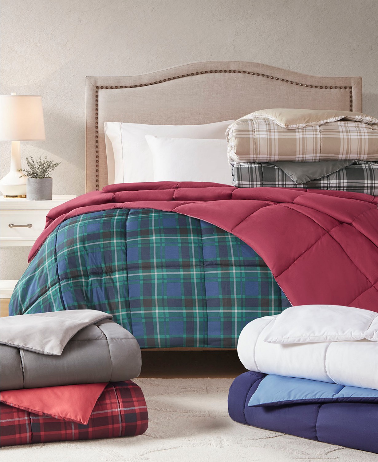 Martha Stewart Reversible Down Alternative Comforter (Twin, Full/Queen, King) $20 each + Free Store Pickup at Macys