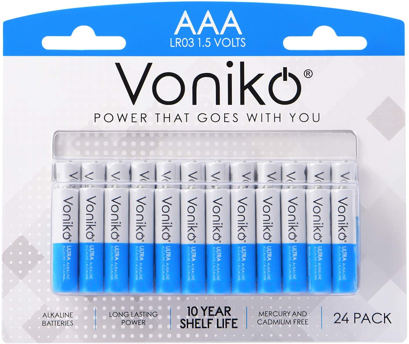 Amazon.com: VONIKO - Premium Grade AAA Batteries - 24 Pack - Alkaline Triple A Battery - Ultra Long-Lasting, Leakproof 1.5v Batteries - 10-Year Shelf Life $6