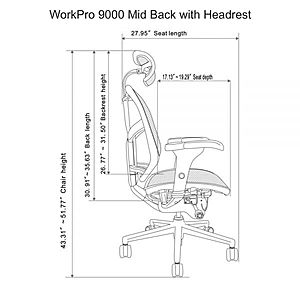 WorkPro Quantum 9000 Series Ergonomic MeshMesh Mid Back Chair