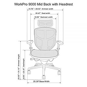 WorkPro Quantum 9000 Series Ergonomic Mesh High Back Executive