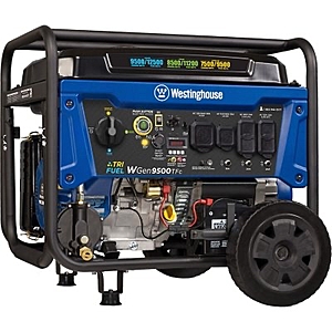 Westinghouse WGen9500TFc 12500 Peak Watt Remote Electric Start Tri Fuel Portable Generator - $  849