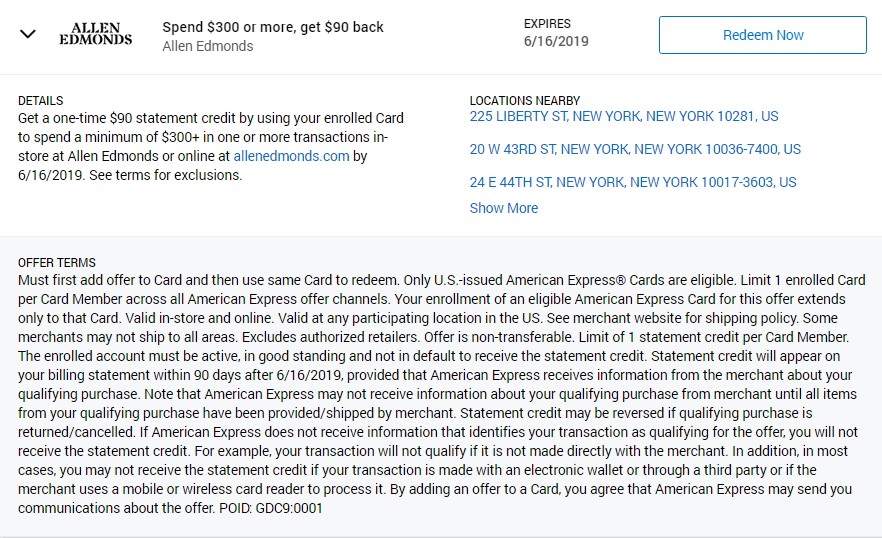 Spend $300 or more, get $90 back  [Allen Edmonds]