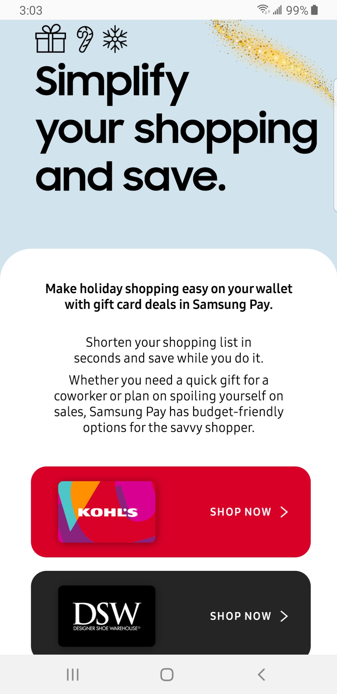 Samsung Pay : Up to 20% off gift cards