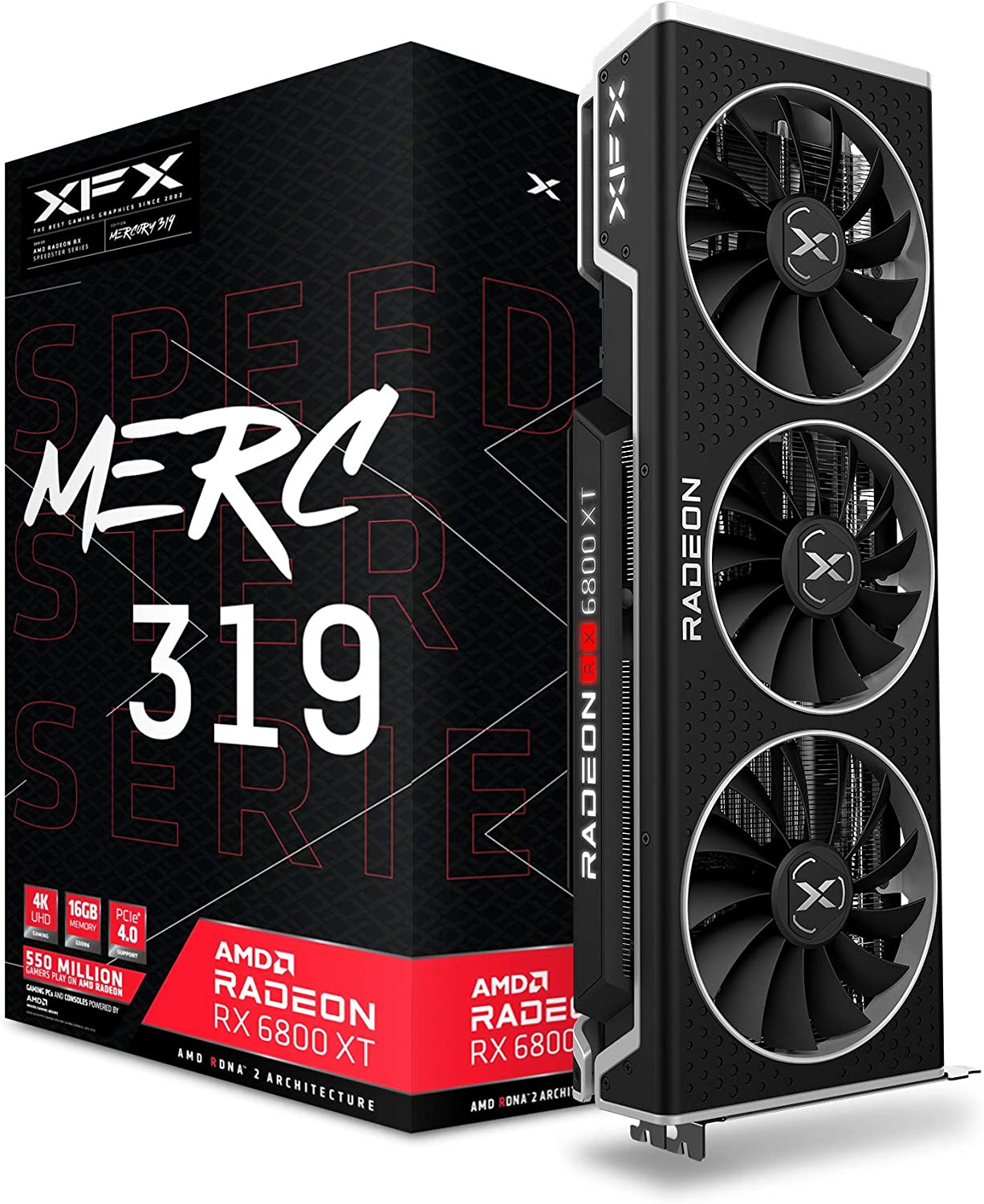 Amazon.com: XFX Speedster MERC319 AMD Radeon RX 6800 XT CORE Gaming Graphics Card with 16GB GDDR6 HDMI 3xDP RX-68XTALFD9 : Electronics $591