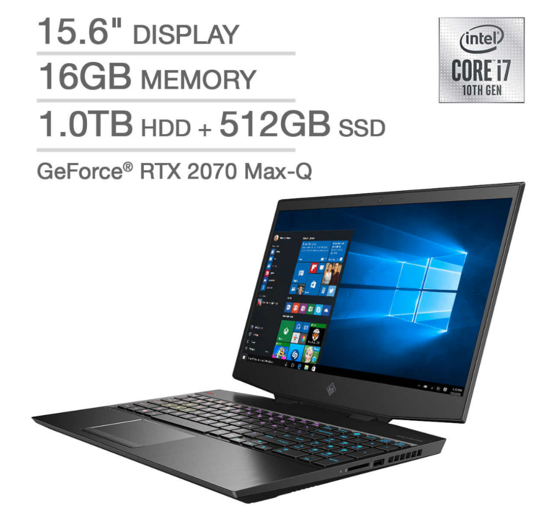 $1299 + Tax - Costco - HP OMEN 15.6" Laptop - 10th Gen Intel Core i7-10750H - GeForce RTX 2070 Max Q - 144Hz 1080p