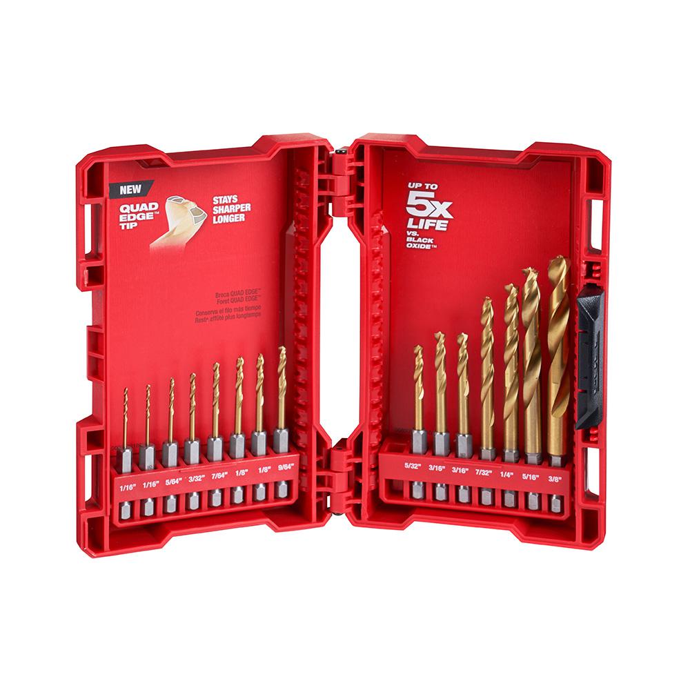 MILWAUKEE 15 Piece SHOCKWAVE RED HELIX Titanium Drill Bit Set $19.97 at Home Depot FS