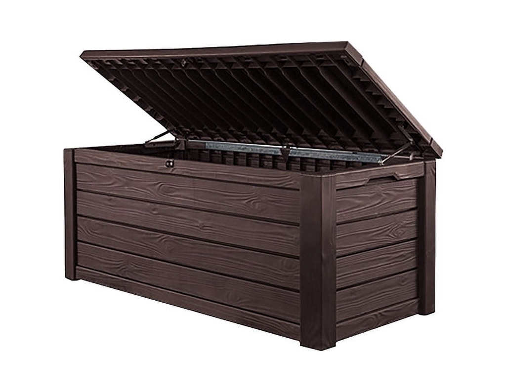 Keter Eastwood 150 Gallon Deck Box, Resin Wood Look Brown - $148